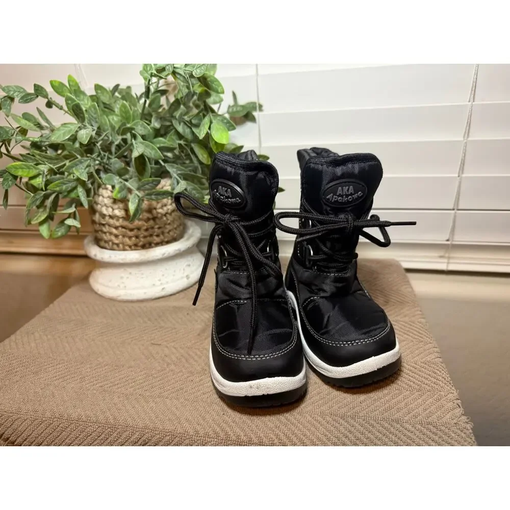 Toddler Snow Winter Boots Black Waterproof Size UK 25 US 8.5/9